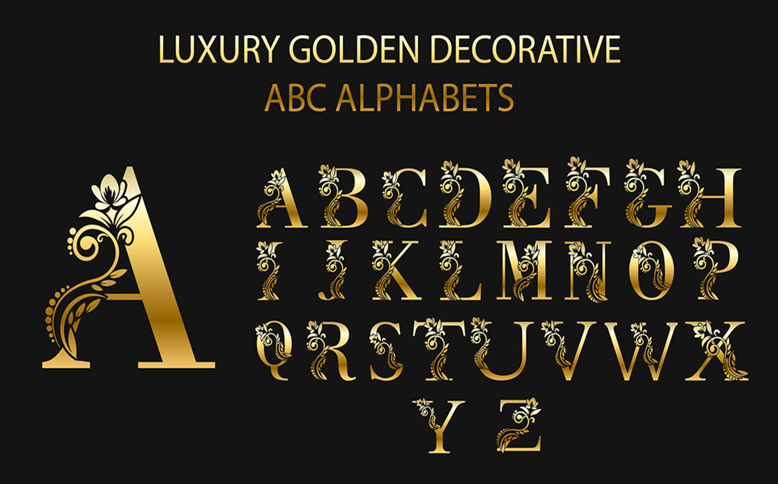 Gold Alphabet Letters Design Logo Template From A To Z Package