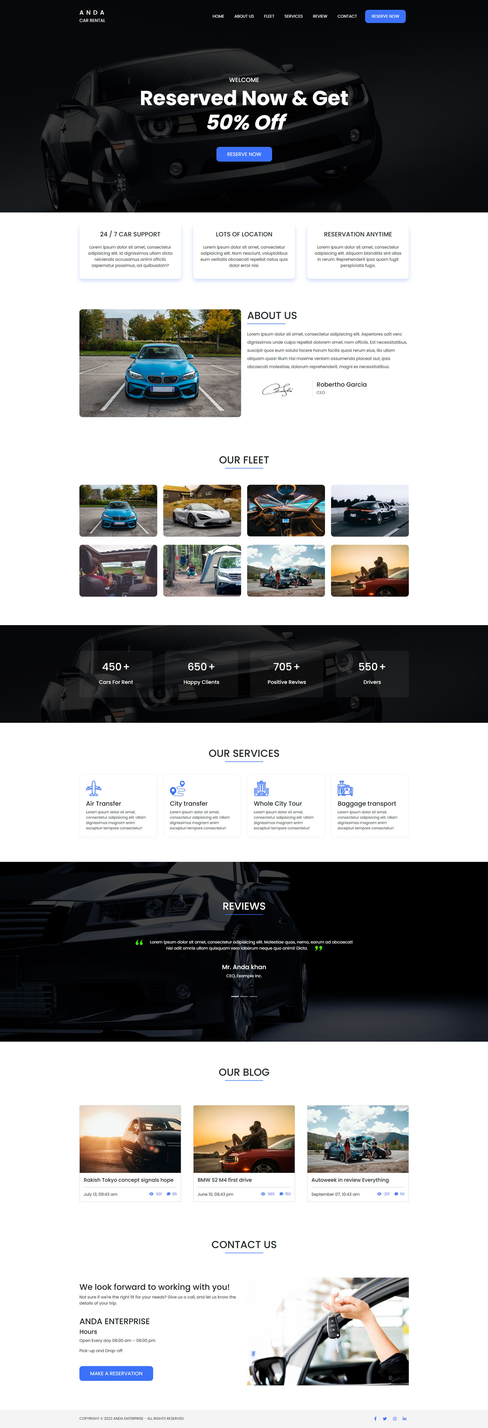 Anda - Car Rental Landing Page Template - TemplateMonster