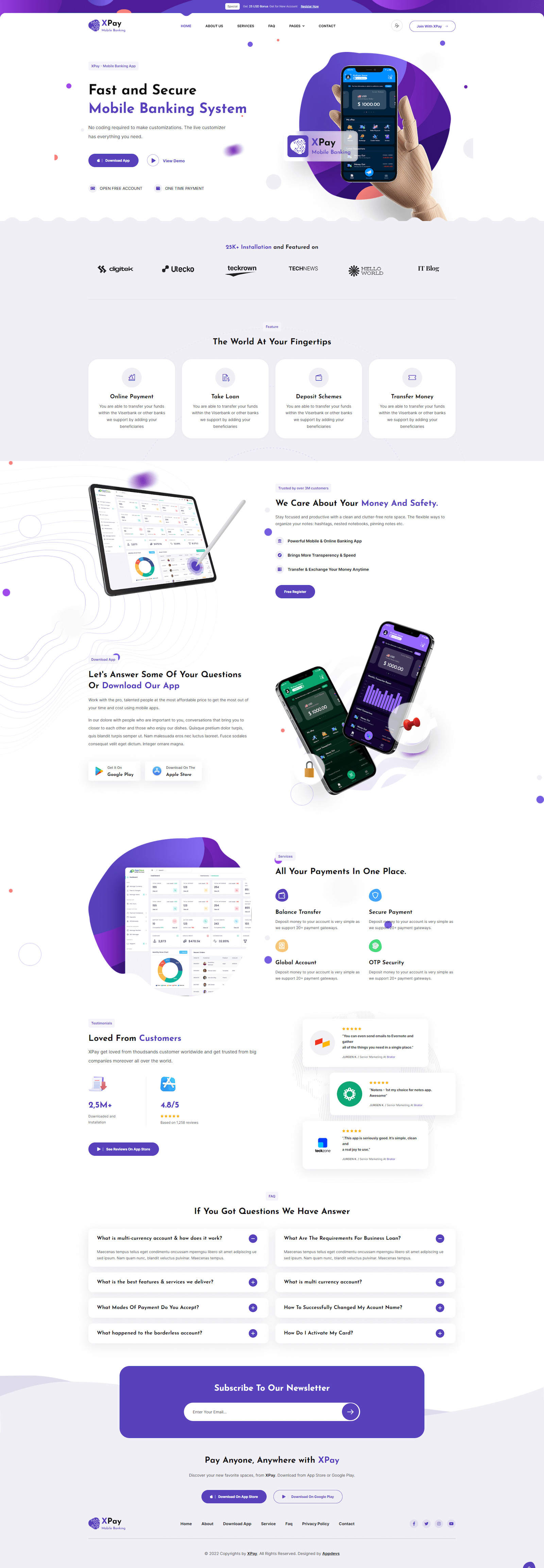 XPay - Mobile Banking E Wallet Platform HTML Template