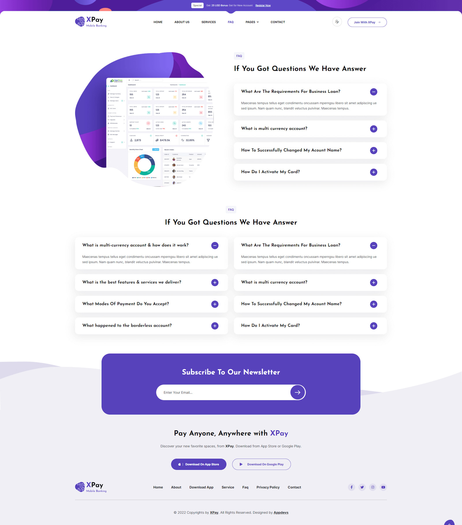 XPay - Mobile Banking E Wallet Platform HTML Template