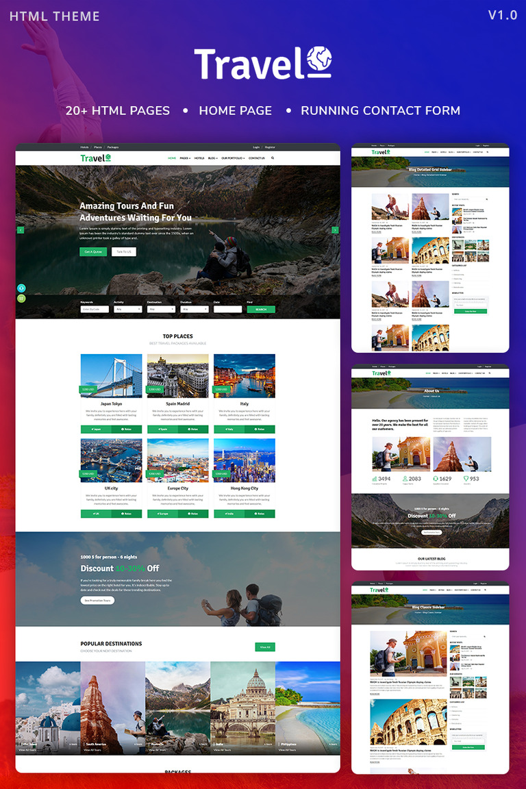 Travelo Tour Travel Agency Website Template 73446 Travelo Tour Travel Agency Website Template Screenshot