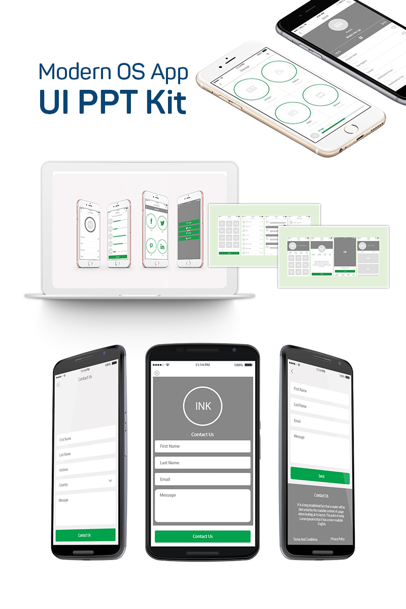 Modern OS App UI PPT Kit Amazing PPTX Template Small Screenshot Modern OS App UI PPT Kit PowerPoint Template