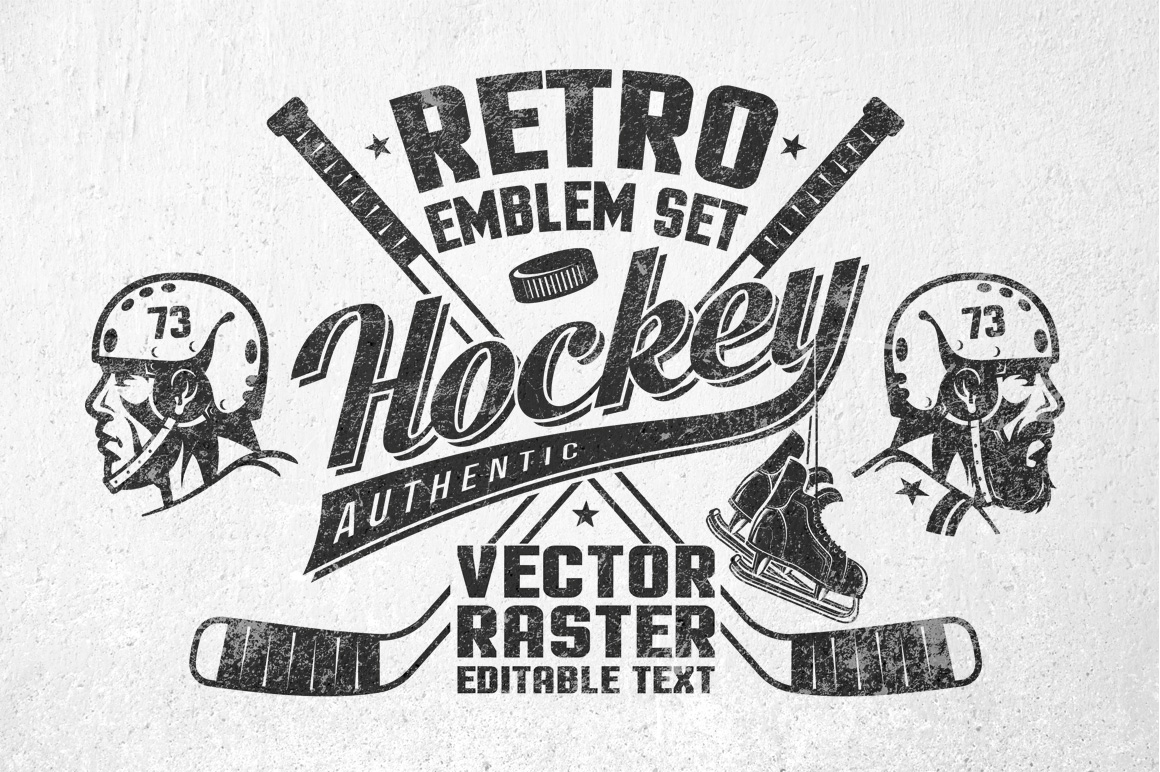 Retro Hockey Emblem Illustration Theme Small Screenshot Retro Hockey Emblem Illustration