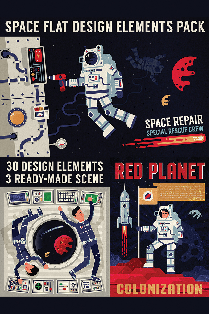 Space Design Elements Pack Illustration Theme Big Screenshot Space Design Elements Pack Illustration New Screenshots BIG