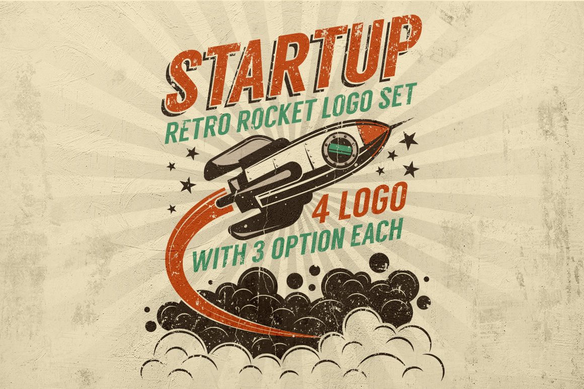 Startup Rocket Retro Emblem Illustration Template Small Screenshot Startup Rocket Retro Emblem Illustration