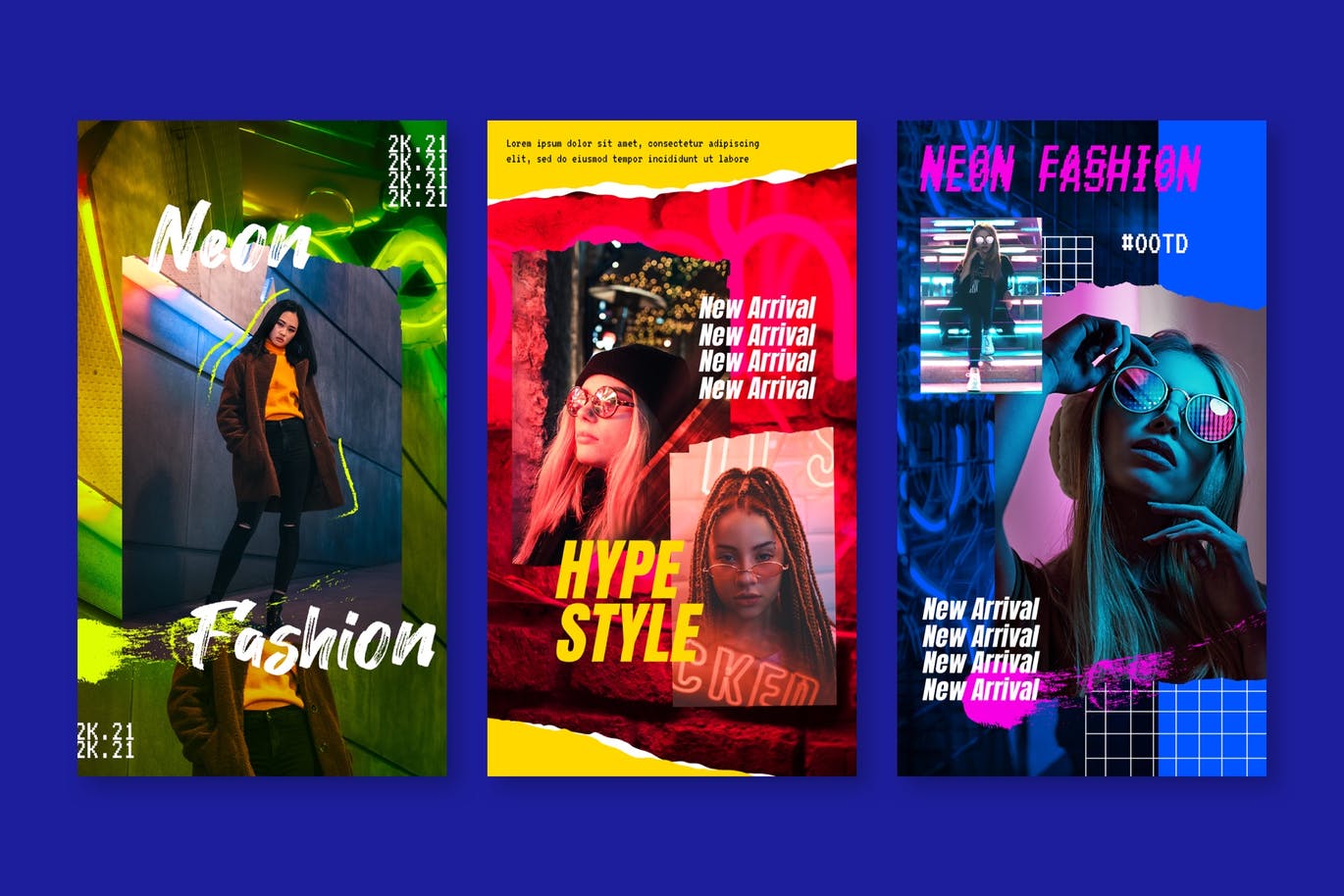 Download Шаблон для соцсетей "Neon Fashion Instagram Stories Template PSD for Social Media" / Neon Fashion Instagram Stories Template PSD for Social Media - Шаблон для соцсетей на тему графика instagram,story,stories,fashion,promotion,elegant,beauty,modern,psd,shop,company,corporate,photoshop