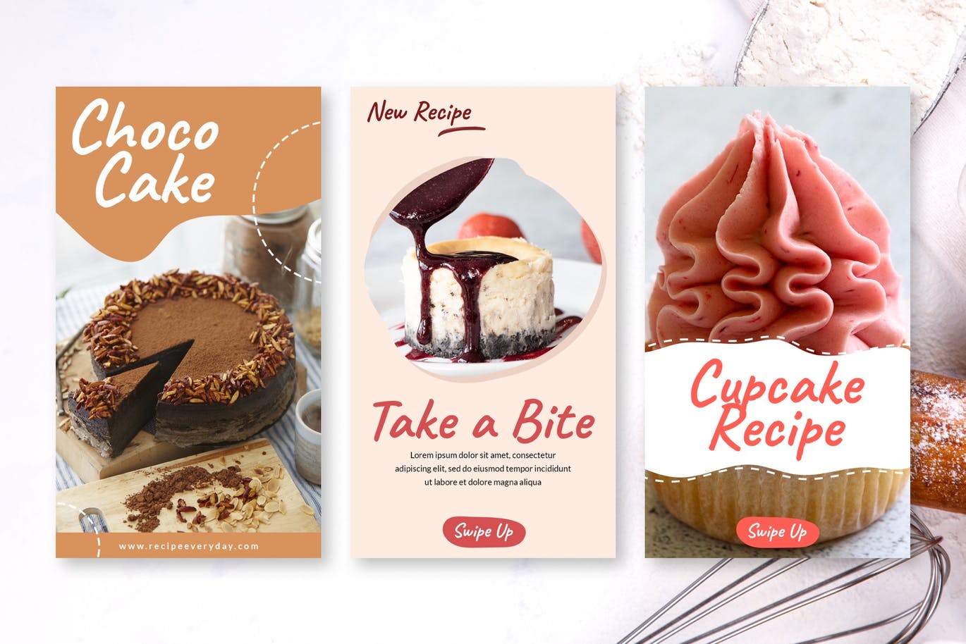 Download Шаблон для соцсетей "Foodie and Cake Instagram Stories Template for Social Media" / Foodie and Cake Instagram Stories Template for Social Media - Шаблон для соцсетей на тему графика instagram,story,stories,fashion,promotion,elegant,beauty,modern,psd,shop,company,corporate,photoshop