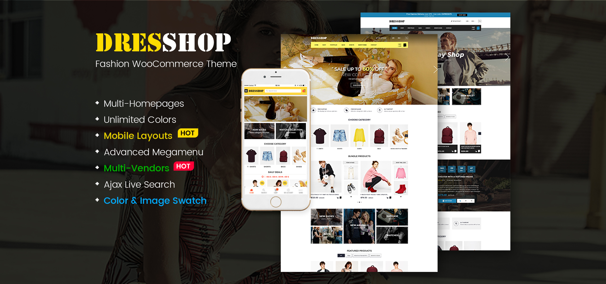 одежда, модный магазин (включая мобильный макет) тема woocommerce