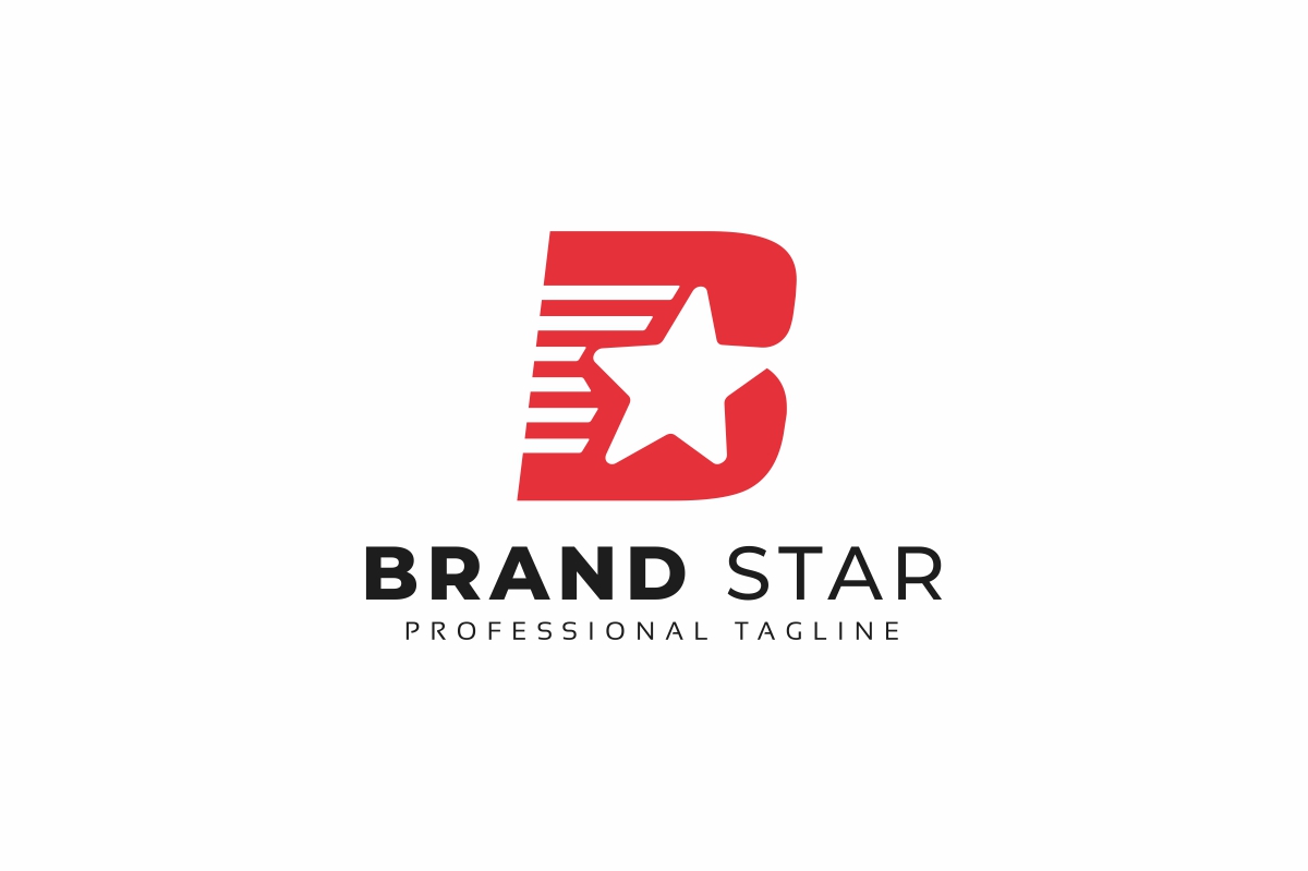 Download Шаблон логотипа "Brand Star B Letter Logo Template" / Brand Star B Letter Logo Template - Шаблон логотипа на тему графика b,brand,branding,corporate,gray,grey,identity,letter,logo,logotype,professional,red,star,vector,visual,white