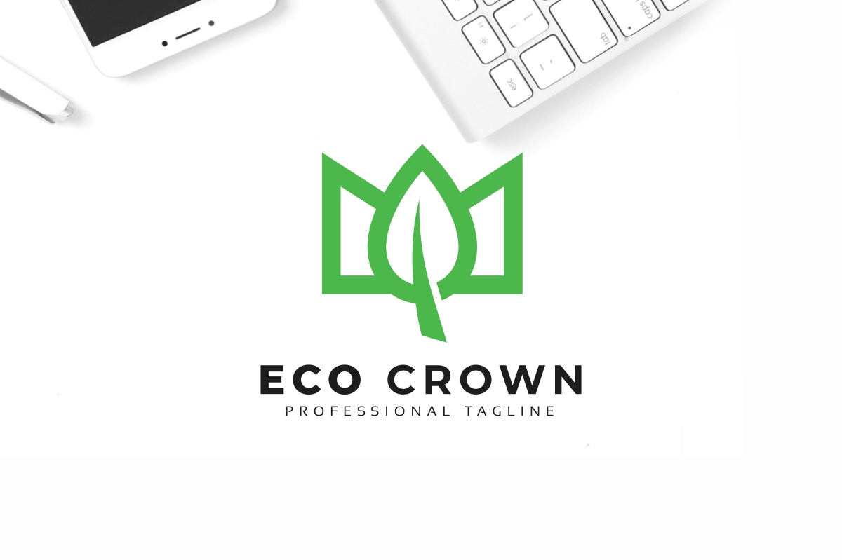 Download Шаблон логотипа "Eco Crown Logo Template" / Eco Crown Logo Template - Шаблон логотипа на тему графика eco,crown,logo,green,sign,flower,leaf,vector,spa,beauty,symbol,icon,element,luxury,health,nature,organic,yoga,salon,floral
