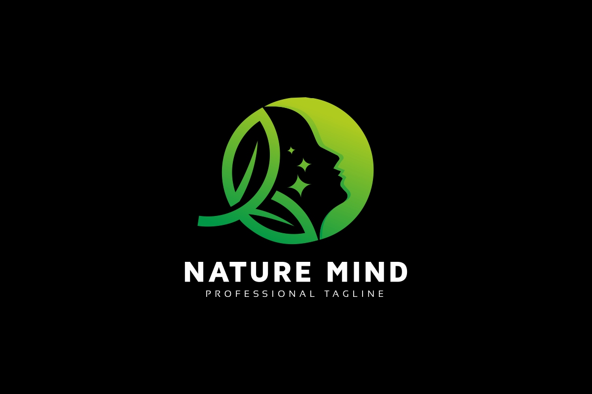 Download Шаблон логотипа "Human Nature Mind Logo Template" / Human Nature Mind Logo Template - Шаблон логотипа на тему графика bio cure,bio drink,bio woman,cure,green,green cure,green woman,leaf,leaf woman,leafs,medical logo,natural,nature,nature logo,nature woman,pharmacie,recycle beauty,recycle logo,spa logo,tree