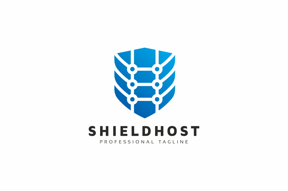 Download Шаблон логотипа "Shield Host Logo Template" / Shield Host Logo Template - Шаблон логотипа на тему графика antivirus,application logo,cloud hosting logo,cloud server logo,database,defend,guard,hosting,hosting logo,internet security,key,lock,protect,protection,safe,safety,secure,security,server,ser