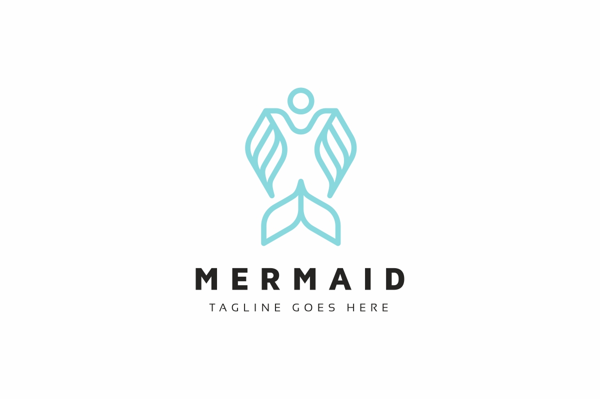 Download Шаблон логотипа "Mermaid Logo Template" / Mermaid Logo Template - Шаблон логотипа на тему графика adventure,aquatic,brand,branding,company,creature,deep,fairy tale,fairytale,fantasy,fish,game,lady,logo,mermaid,mermaids,mythological,psd,sea,spa