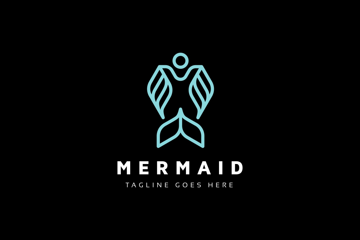 Download Шаблон логотипа "Mermaid Logo Template" / Mermaid Logo Template - Шаблон логотипа на тему графика adventure,aquatic,brand,branding,company,creature,deep,fairy tale,fairytale,fantasy,fish,game,lady,logo,mermaid,mermaids,mythological,psd,sea,spa