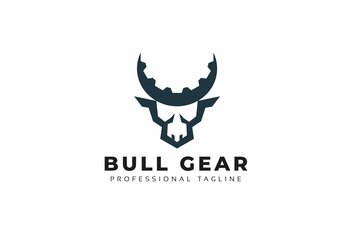 Download Шаблон логотипа "BulL Gear Logo Template" / BulL Gear Logo Template - Шаблон логотипа на тему графика animal,animals,black,blue,brand,branding,buffalo,bull,business,finance,financial,gear,investment,logo,negative space,powerful,red,simple,strengh,strong