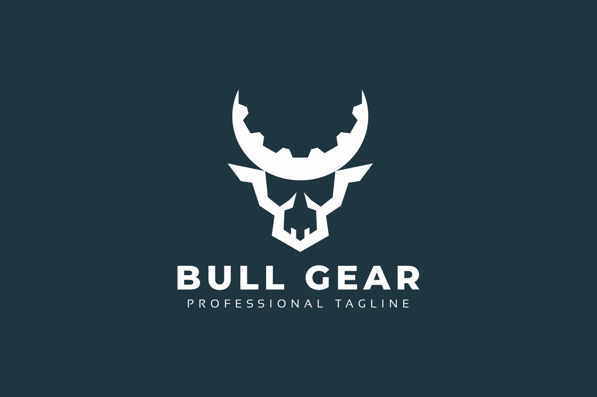 Download Шаблон логотипа "BulL Gear Logo Template" / BulL Gear Logo Template - Шаблон логотипа на тему графика animal,animals,black,blue,brand,branding,buffalo,bull,business,finance,financial,gear,investment,logo,negative space,powerful,red,simple,strengh,strong