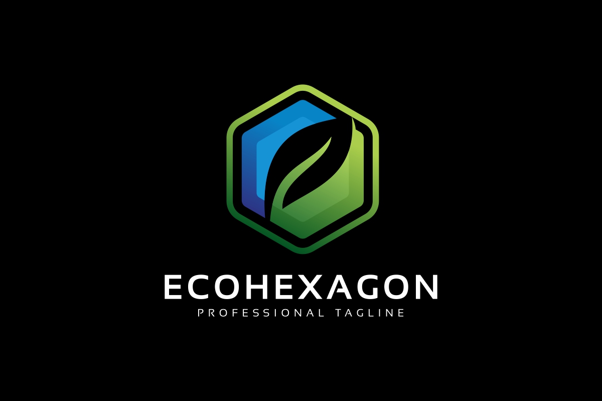 Download Шаблон логотипа "Eco Hexagon Logo Template" / Eco Hexagon Logo Template - Шаблон логотипа на тему графика eco,eco green logo,green,hexa,hexagon,leaf,leaf logo,nature