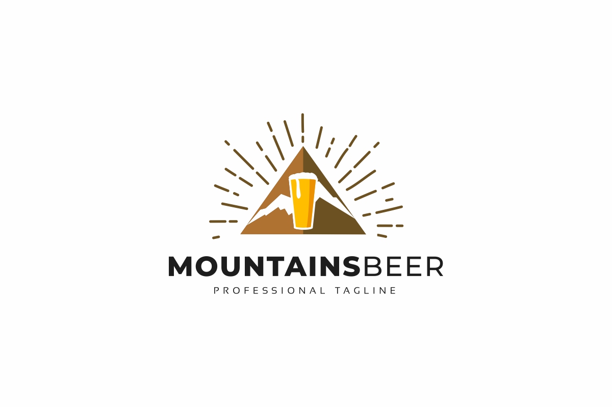 Download Шаблон логотипа "Mountains Beer Logo Template" / Mountains Beer Logo Template - Шаблон логотипа на тему графика badge,boutique,branding,car,decoration,decorative,emblem,fashion,flourishes,hotel,label,logo,logo badges,luxury,modern,modern logo,monogram,motorcycle,mountain,mountains