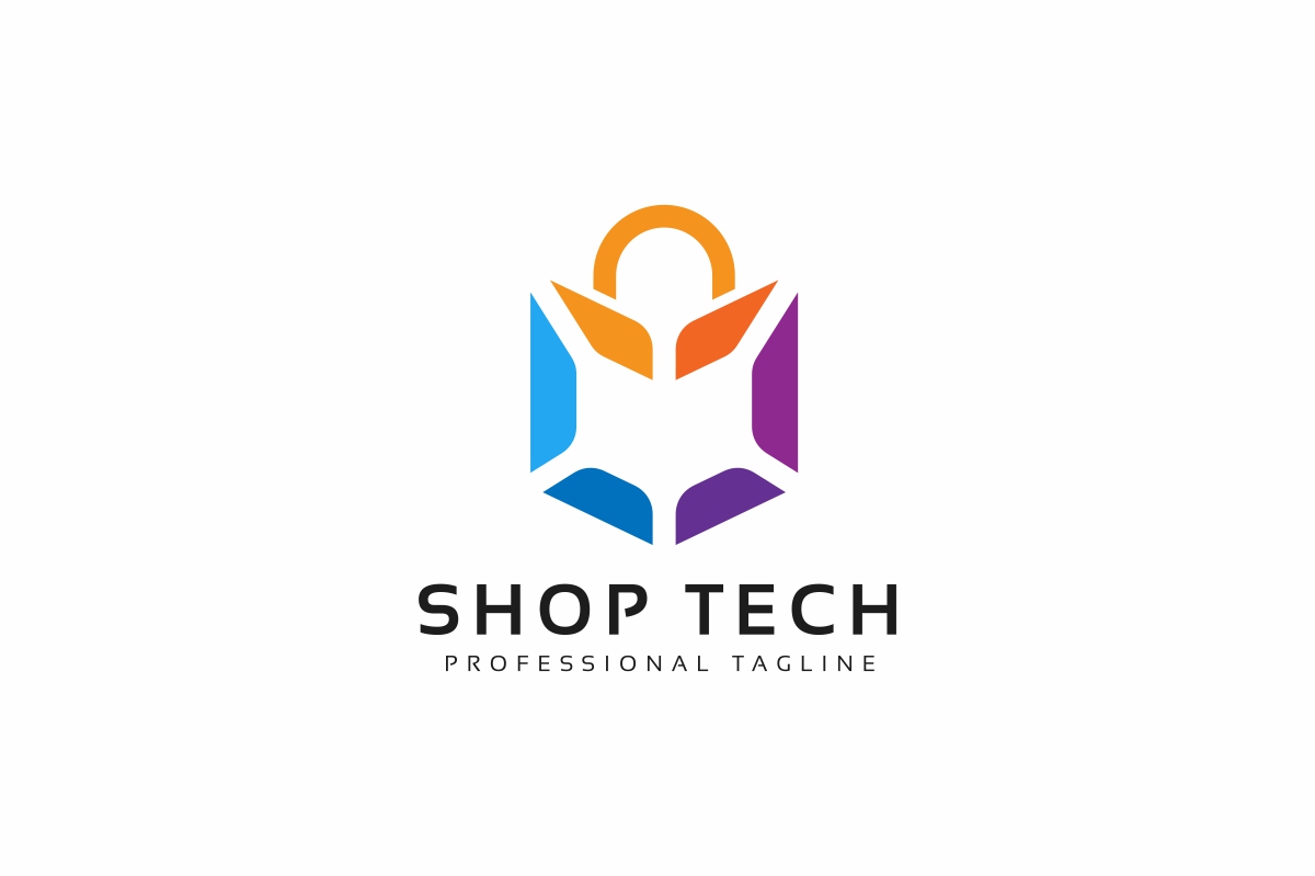 Download Шаблон логотипа "Shop Tech Logo Template" / Shop Tech Logo Template - Шаблон логотипа на тему графика bag,electronic,future,high,mobile,shop,shopping,tech,technology