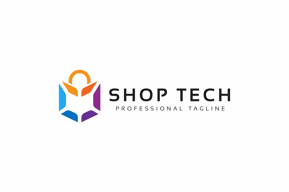 Download Шаблон логотипа "Shop Tech Logo Template" / Shop Tech Logo Template - Шаблон логотипа на тему графика bag,electronic,future,high,mobile,shop,shopping,tech,technology