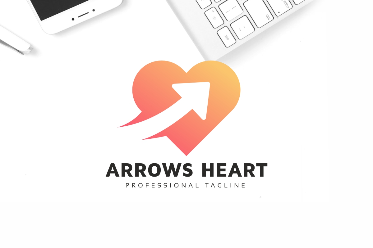 Download Шаблон логотипа "Arrows Heart Logo Template" / Arrows Heart Logo Template - Шаблон логотипа на тему графика heart related,love,matrimonial,medical,relationship