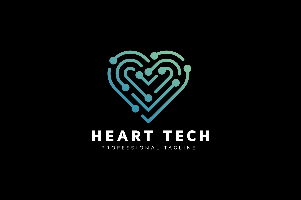 Download Шаблон логотипа "Heart Tech Logo Template" / Heart Tech Logo Template - Шаблон логотипа на тему графика app,application,brand,branding,charity,clinic,corporate,hardware,healt,heart,hearts,hospital,identity,institute,logo,logotype,media,multimedia,organization,professional