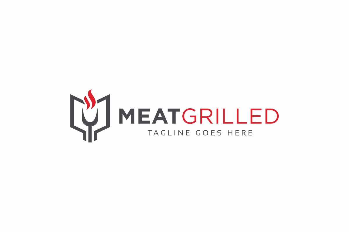 Download Шаблон логотипа "Meat Grilled Logo Template" / Meat Grilled Logo Template - Шаблон логотипа на тему графика barbecue,bbq,burgers,camp,camping,charcoal,cook,cooking,crest,dinner,emblem,entertainment,family,fire,flame,food,food truck,fork,gas,grill