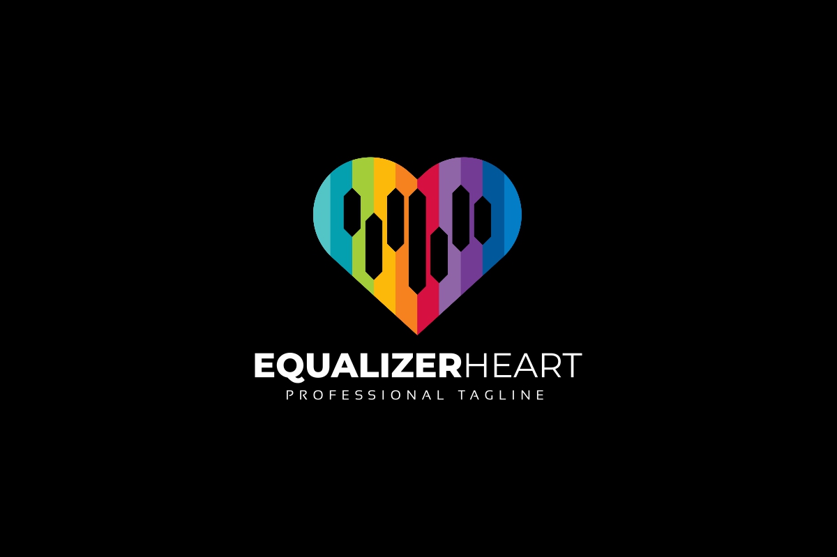 Download Шаблон логотипа "Equalizer Heart Logo Template" / Equalizer Heart Logo Template - Шаблон логотипа на тему графика icon,illustration,abstract,vector,logo,design,equalizer,music,wave,sound,concept,love,graphic,volume,heart,audio,radio,sign,symbol,background