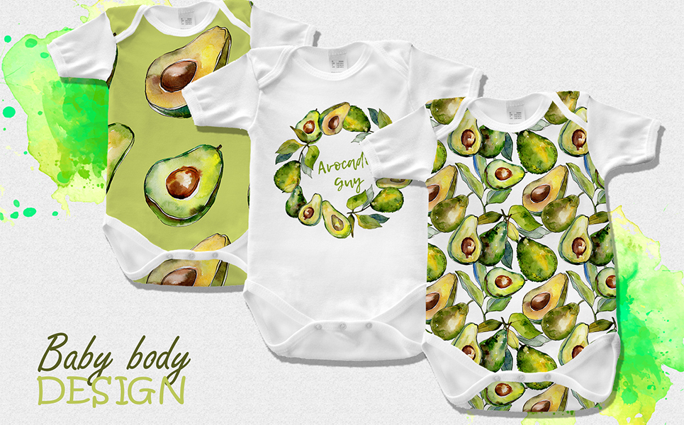 Avocado Event PNG Watercolor Set Plantilla Paquete Captura de Pantalla Pequeña Paquete para Sitio de Máquinas expendedoras