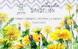 Bright Yellow Dandelion PNG Watercolor Set Illustration Template Small Screenshot Bright Yellow Dandelion PNG Watercolor Set Illustration