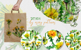 Bright Yellow Dandelion PNG Watercolor Set Illustration Template Small Screenshot Bright Yellow Dandelion PNG Watercolor Set Illustration