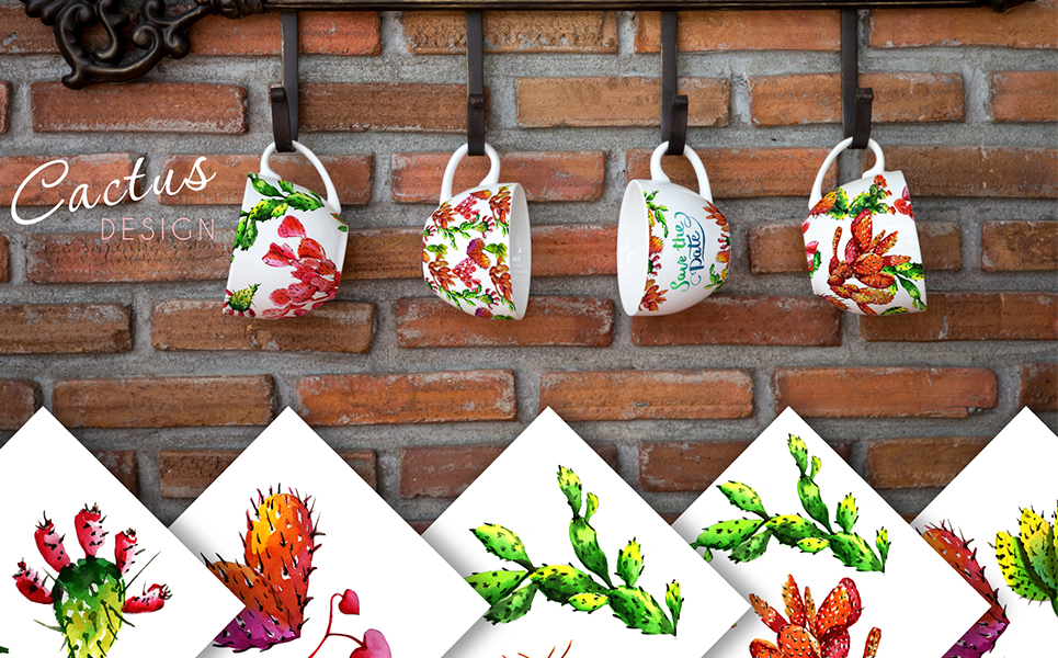 Cool Tropical Cactus PNG Watercolor Set Illustration Template Small Screenshot Cool Tropical Cactus PNG Watercolor Set Illustration