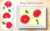 Beautiful Red Dahlia PNG Watercolor Set Illustration Template Small Screenshot Beautiful Red Dahlia PNG Watercolor Set Illustration