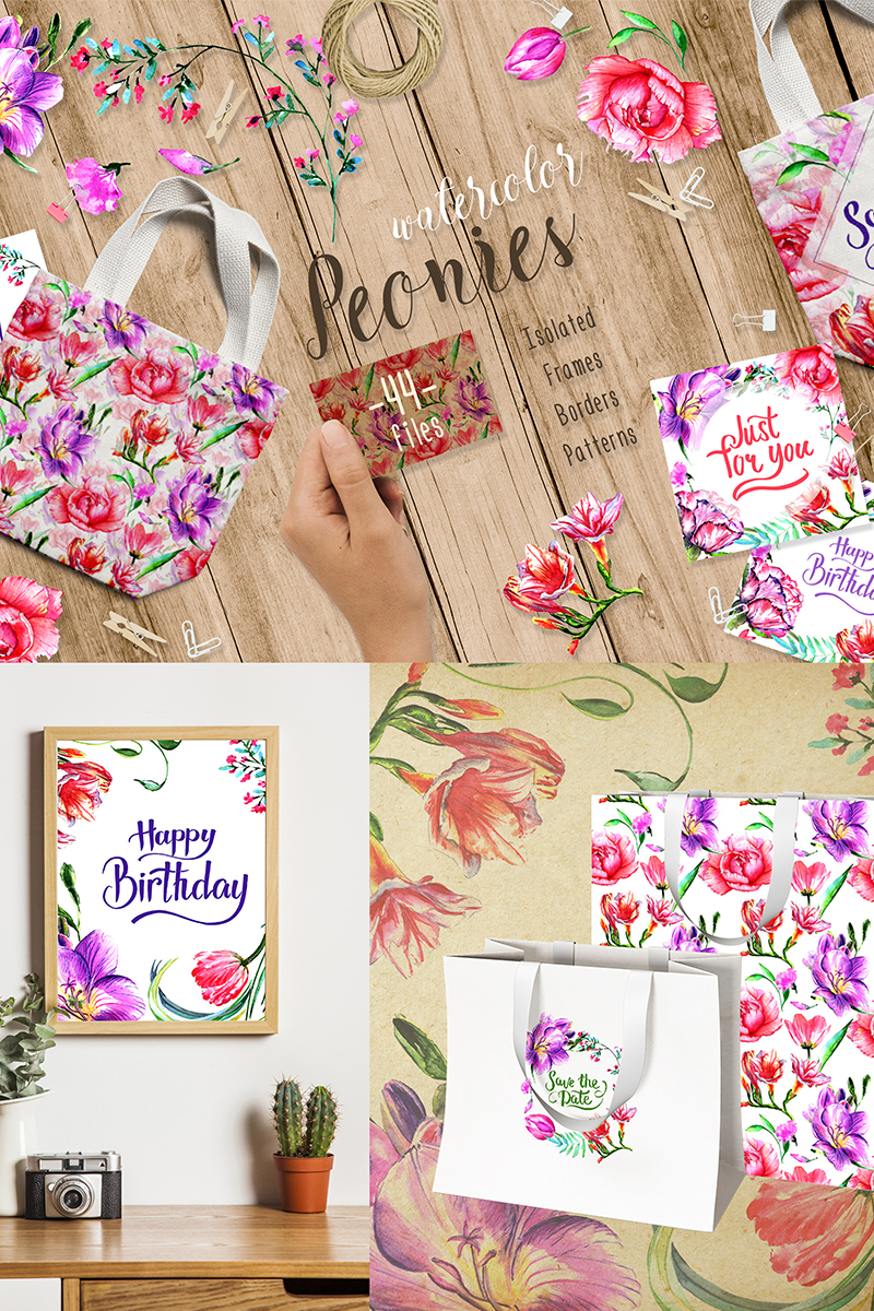 Solar Light Peonies PNG Watercolor Set Illustration Theme Small Screenshot Solar Light Peonies PNG Watercolor Set Illustration