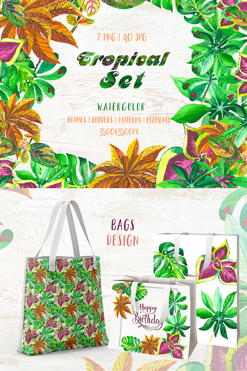 Exotic Tropical Set PNG Watercolor Illustration Theme Small Screenshot Exotic Tropical Set PNG Watercolor Illustration