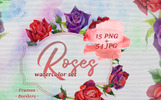 Roses Watercolor PNG Set Illustration Template Small Screenshot Roses Watercolor PNG Set Illustration