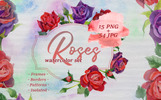 Roses Watercolor PNG Set Illustration Template Small Screenshot Roses Watercolor PNG Set Illustration