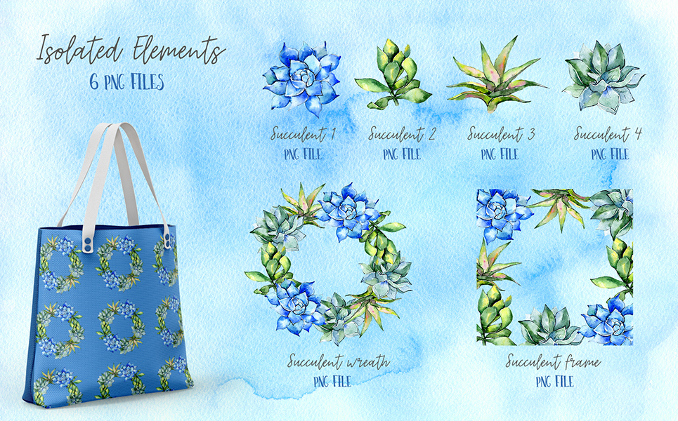 Succulent Blue Tropical Plant PNG Set Illustration #72039