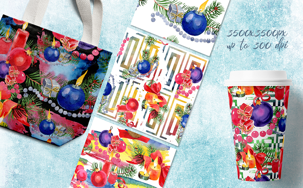A Set of New Year's Candles PNG Watercolor Illustration Sablon Kis méretű képernyőkép A Set of New Year's Candles PNG Watercolor Illustration