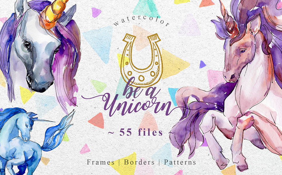 Unicorn Violet Watercolor png Illustration Template Small Screenshot Unicorn Violet Watercolor png Illustration