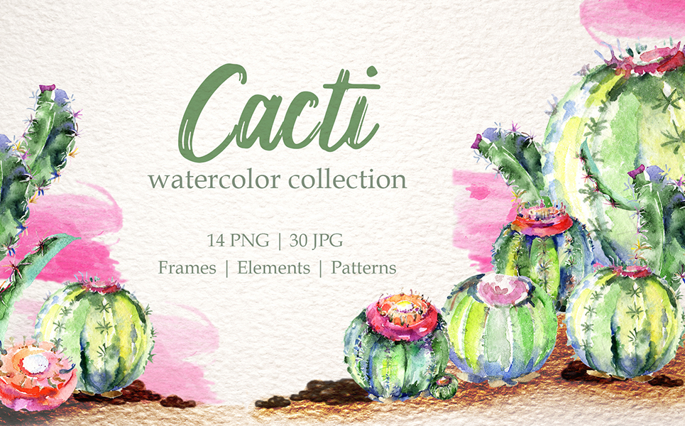 Cacti Watercolor Png Ilustrace šablona Malý screenshot Ilustrace "Cacti Watercolor Png"
