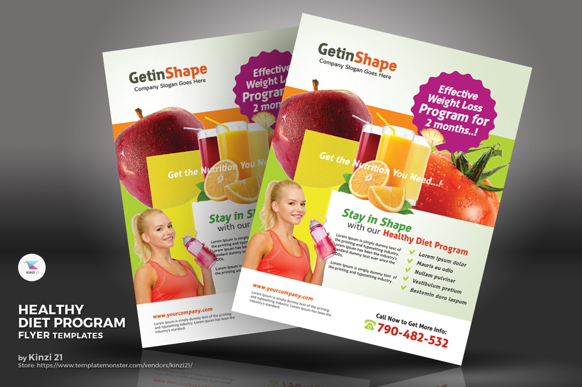 healthy diet program flyers corporate identity template 69996