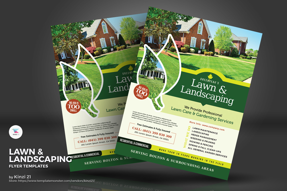 lawn landscaping flyers corporate identity template 71799