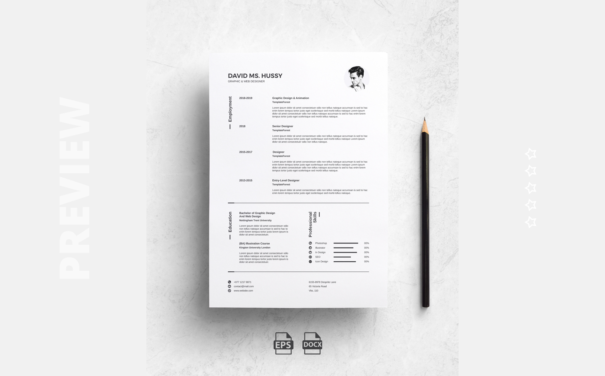 David Ms. Hussy - Professional Resume Template Small Screenshot David Ms. Hussy - Professional Resume Template
