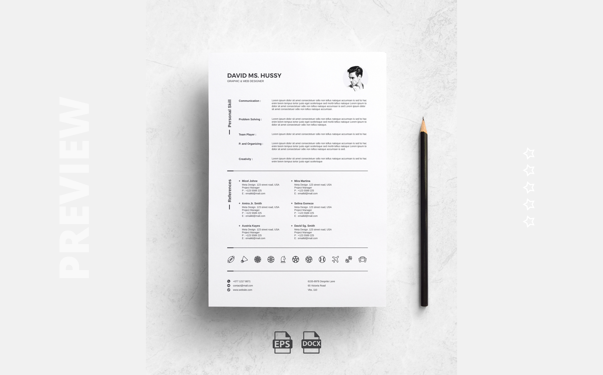 David Ms. Hussy - Professional Resume Template Small Screenshot David Ms. Hussy - Professional Resume Template