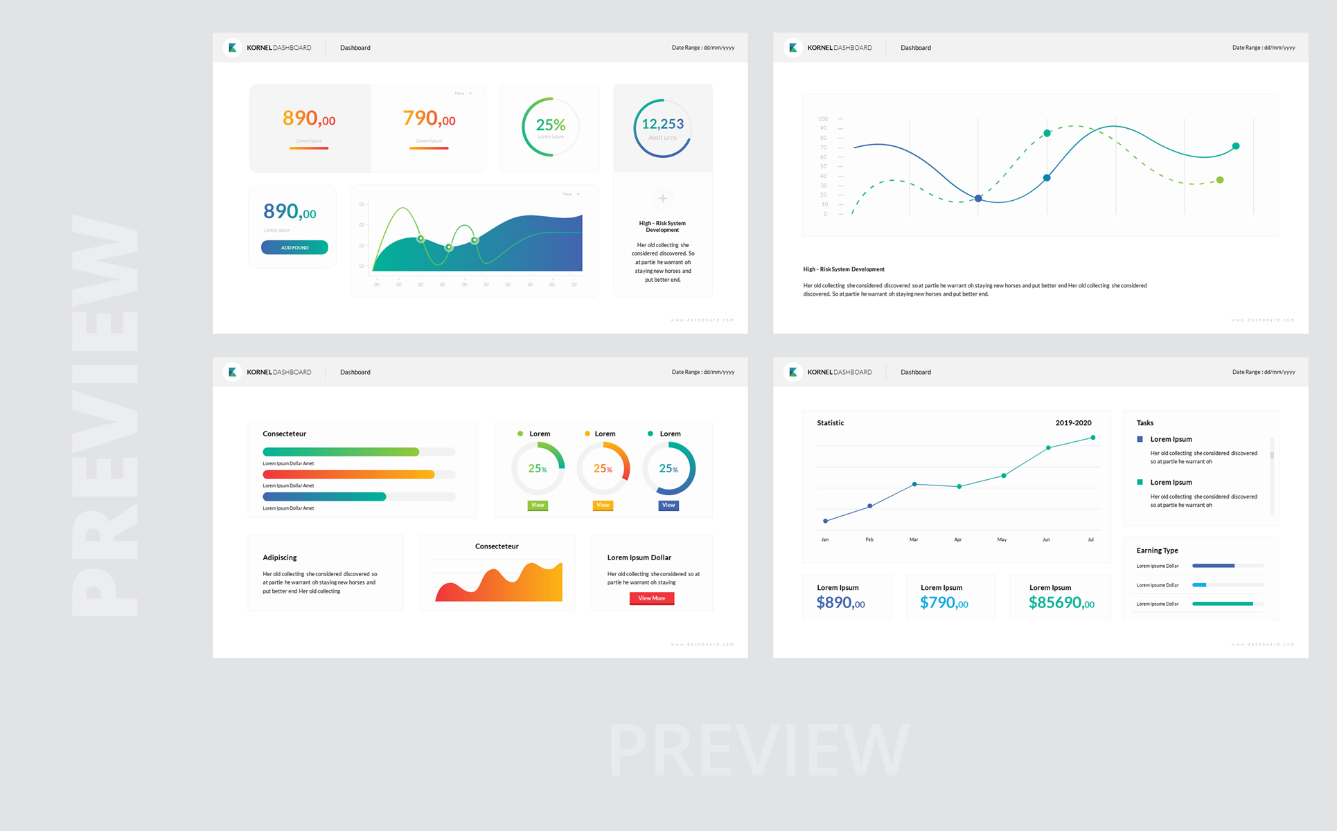 Kornel - Dashboard Creative PPT Template Small Screenshot Kornel - Dashboard PowerPoint Template