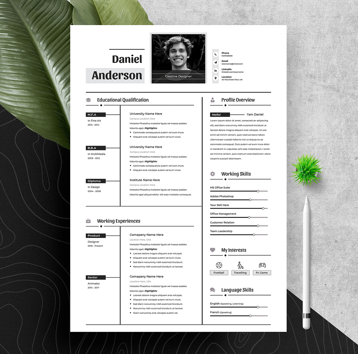 Download Резюме "Clean &amp; Professional Editable Word Apple Pages Cv Resume Template" / Clean &amp; Professional Editable Word Apple Pages Cv Resume Template - Резюме на тему графика resume template,cv design,creative,ms word,clean cv,word resume,apple pages,curriculum vitae,biodata,cover letter,job application,modern,professional,infographic,powerpoint template,docx,simp