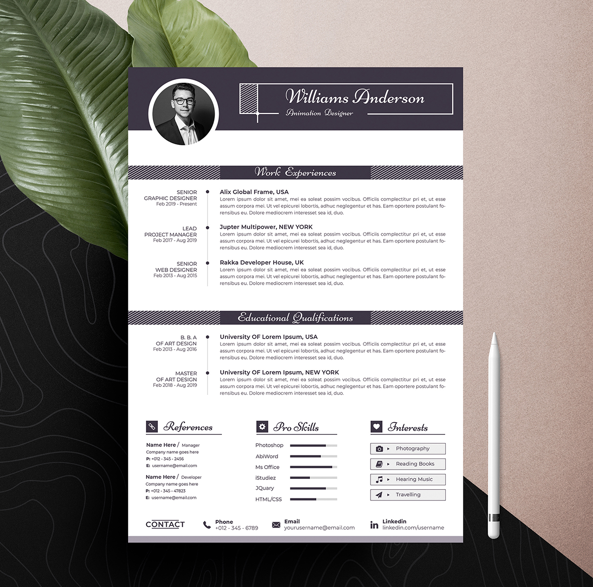 Download Резюме "Professional &amp; Clean Editable Cv Design Word Apple Pages Format Resume Template" / Professional &amp; Clean Editable Cv Design Word Apple Pages Format Resume Template - Резюме на тему графика resume template,cv design,creative,ms word,clean cv,word resume,apple pages,curriculum vitae,biodata,cover letter,job application,modern,professional,infographic,powerpoint template,docx,simp