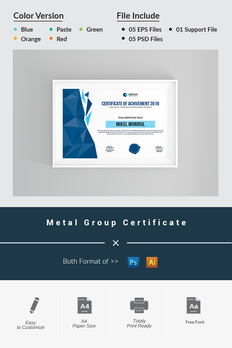 metal group certificate template 69591