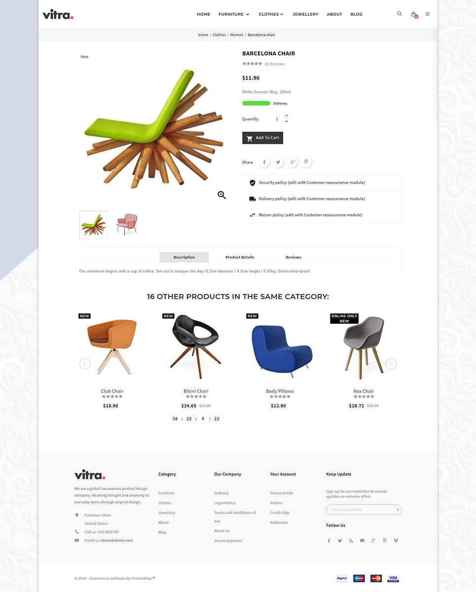 Vitra The Modern Furniture Szablon PrestaShop Mały zrzut ekranu Szablon PrestaShop Vitra The Modern Furniture #79917